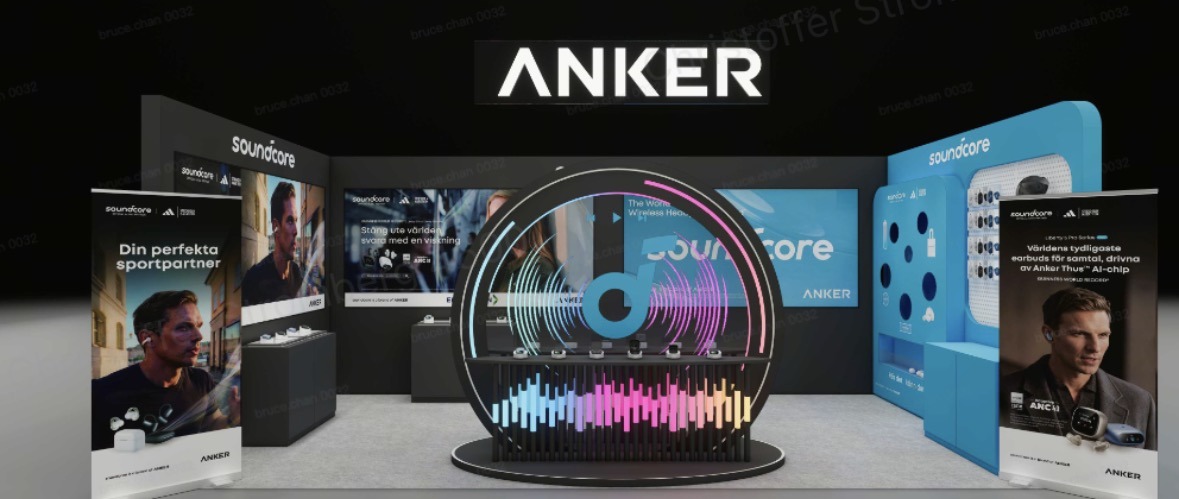 Concept visual for the soundcore and Anker Stockholm Marathon expo stand